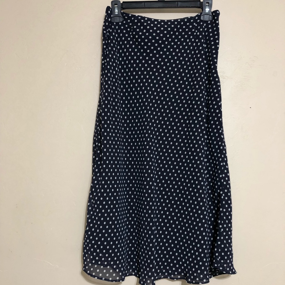 East 5th Navy & White Polka-Dot Skirt (Size 10)